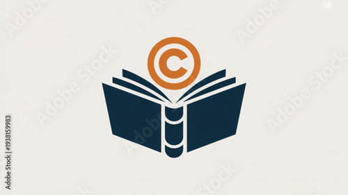 Copyright symbol on an open book icon representing intellectual property and education