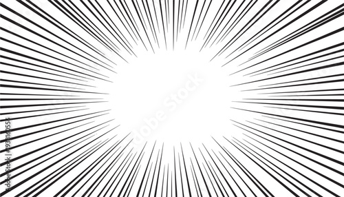 Radial black speed lines emanating from a white central void, creating a dynamic burst effect perfect for action.