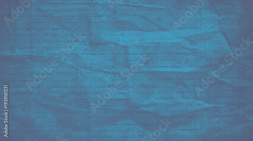 A blue pixelated image with a mosaic effect and a white bottom section