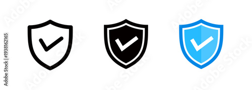 Shield icon and check mark icon indicating approval