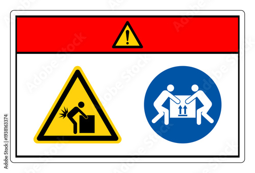 Danger Lift Hazard Two Person Lift Symbol Sign,Vector Illustration, Isolated On White Background Label.EPS10