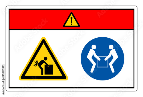 Danger Lift Hazard Two Person Lift Symbol Sign,Vector Illustration, Isolated On White Background Label.EPS10