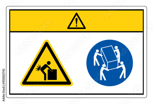 Caution Lift Hazard Four Person Lift Symbol Sign,Vector Illustration, Isolated On White Background Label.EPS10