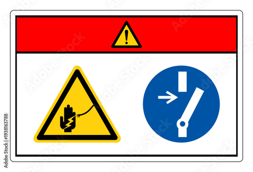 Danger Hazardous Voltage Disconnect Before Carrying Out Maintenance Symbol Sign ,Vector Illustration, Isolate On White Background Label.EPS10