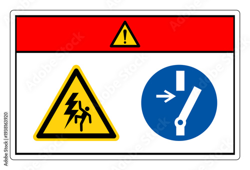 Danger Hazardous Voltage Disconnect Before Carrying Out Maintenance Symbol Sign ,Vector Illustration, Isolate On White Background Label.EPS10