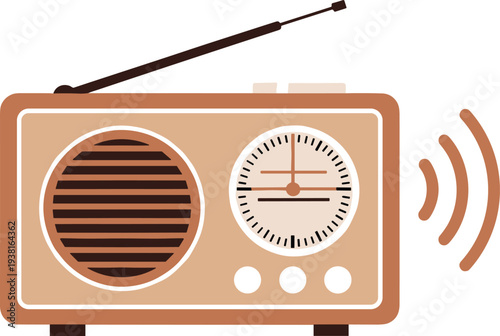 Vintage radio broadcasting signal in a nostalgic setting