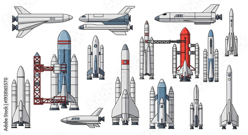 Collection of various rocket and spacecraft designs.