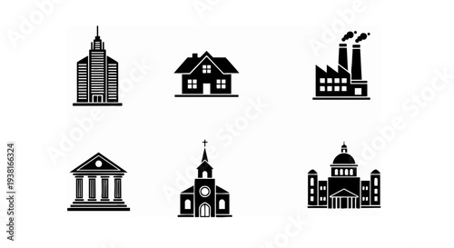 set of silhouettes of landmarks and monuments