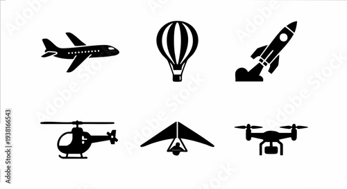 airplane icons set