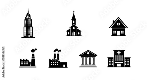 set of building icons