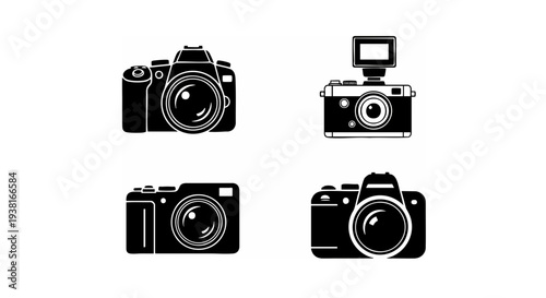 Black Camera Icon Vector Pack