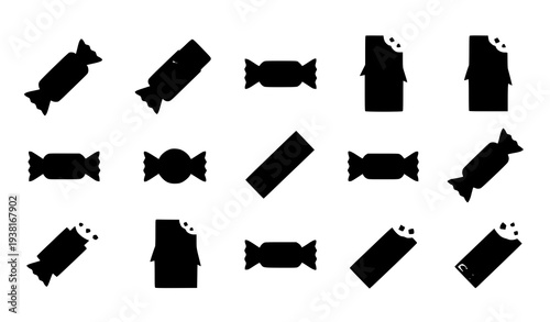 Candy-Bar Icon Vector Collection Flat Illustration Set for Web Design Isolated on White