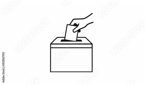 Hand Voting Ballot Box Outline Icon Thin Line Election Vector Isolated on