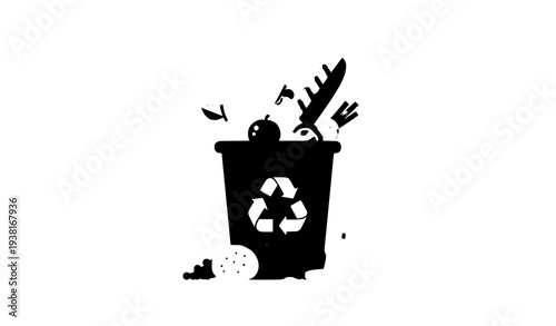 Food Waste Flat Icon Vector Illustration Minimal Environmental Concept Isolated on White