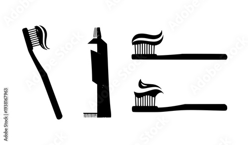 Toothbrush with Toothpaste Flat Icon Vector Illustration Dental Hygiene Symbol Isolated on White