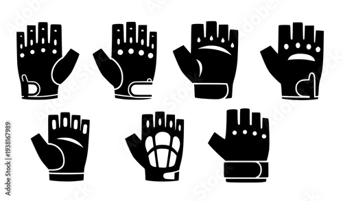 Fitness Gloves Silhouette Icon Vector Gym and Workout Equipment Isolated on White