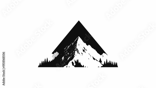 Majestic Mountain Peak Silhouette - Geometric Design for Adventure