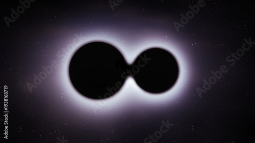 Photos Merger of two supermassive black holes in space