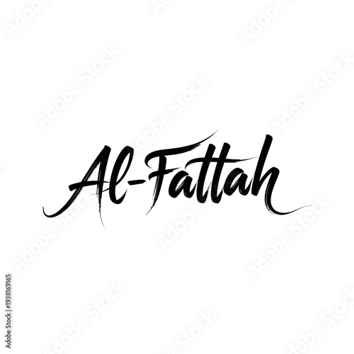 Al-Fattah Arabic Calligraphy Black Script Islamic Divine Name