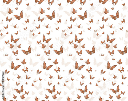 A seamless background with flying butterflies.