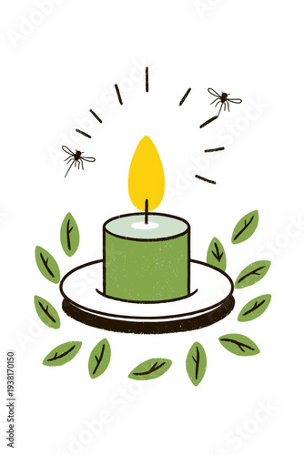 Minimalist Citronella Candle Repelling Mosquitoes