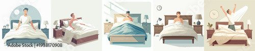 vector of a man wakes up