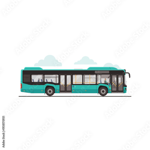 Modern City Bus Illustration in Teal and Black