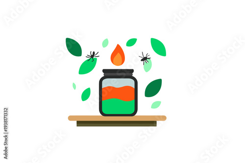 Minimalist Citronella Candle Repelling Mosquitoes