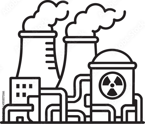Modern Nuclear Power Plant Icon