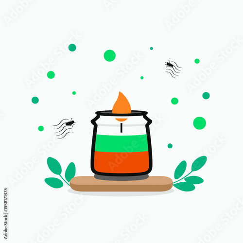 Minimalist Citronella Candle Repelling Mosquitoes