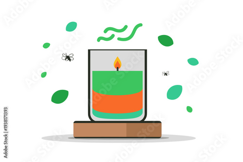 Minimalist Citronella Candle Repelling Mosquitoes