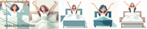 vector of a woman wakes up