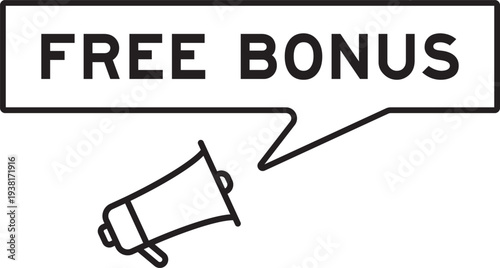Megaphone icon with speech bubble in word free bonus on white background
