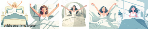 vector of a woman wakes up
