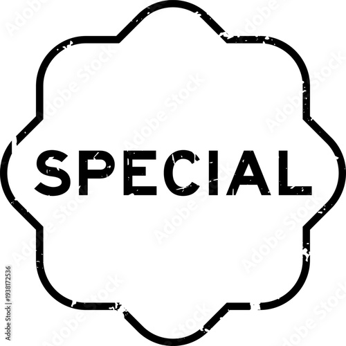 Grunge black special word rubber seal stamp on white background