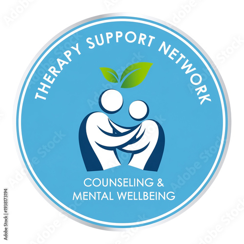 Therapy support network counseling badge isolated on dark background mental health wellbeing symbol for healthcare branding design