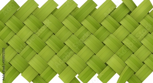 Abstract green woven plant leaves texture background in a repeating pattern