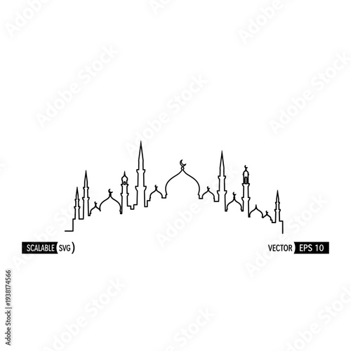 Minimalist Taj Mahal Skyline Line Art Icon