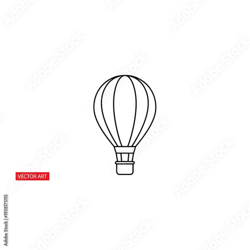 Outline Hot Air Balloon Illustration on White