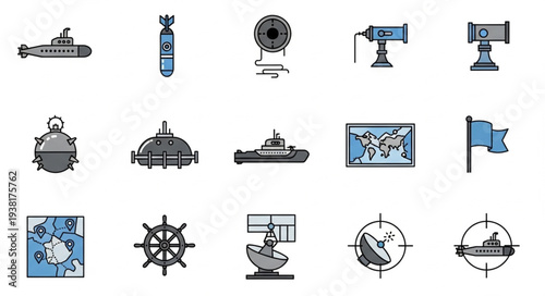 Navigation Icons and Maritime Symbols.
