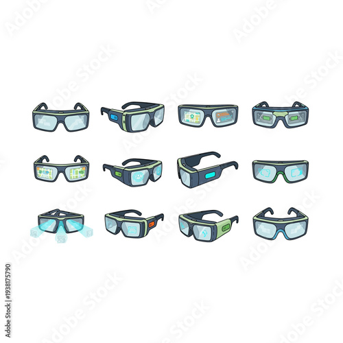 Foto Smart Glasses and Augmented Reality Icons