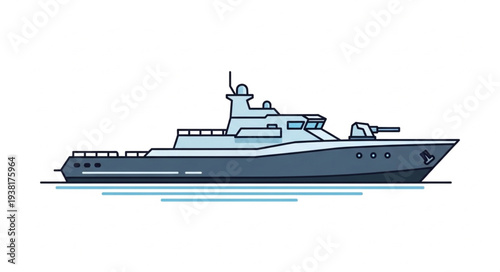 Modern Navy Patrol Boat Illustration.