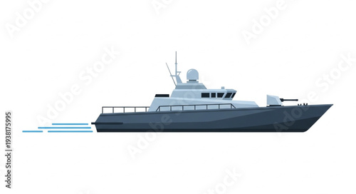Modern Navy Patrol Boat Vessel.