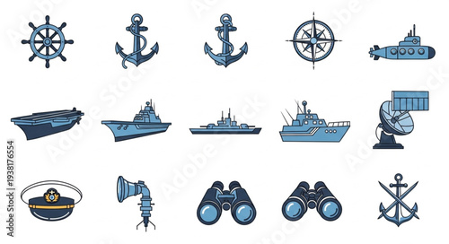 Nautical Icons and Maritime Symbols.