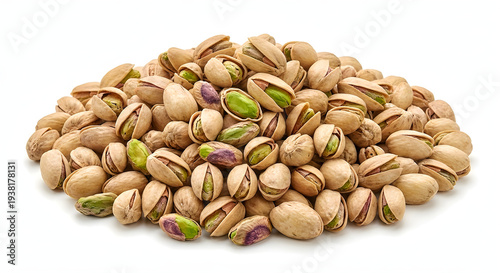 Pile of Pistachio Nuts Isolated on White Background