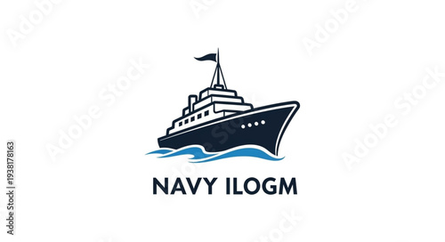 Navy Ship Logo Design Illustration.