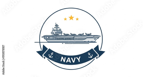 Navy Ship Logo Design Illustration.