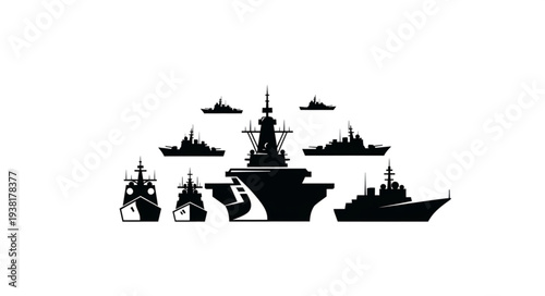Navy Fleet Silhouette Naval Vessels.
