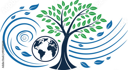 Climate Action Emblem With Small Globe Vector Illustration