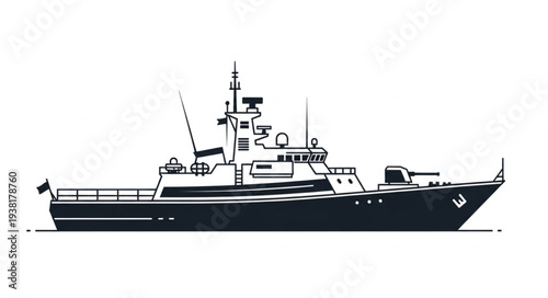 Navy Ship Illustration Side View.